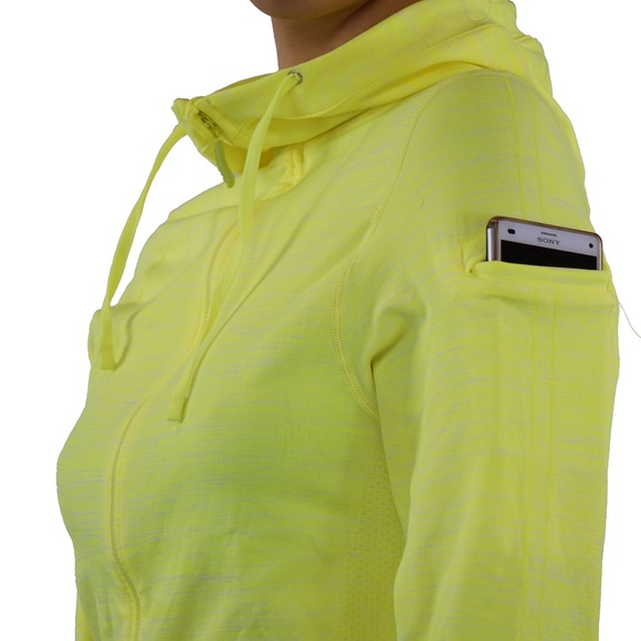 Hoodie with long sleeves and pockets vivid yellow - Picture 3 of 5